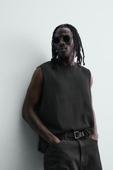 DÉBARDEUR EN MAILLE STRUCTURÉE - Noir de Zara - Image 4