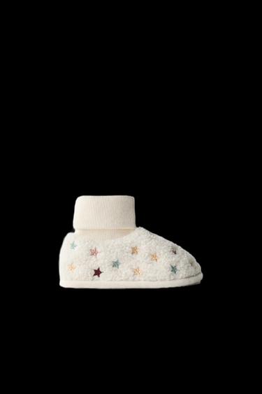 Zara STAR SLIPPERS - Off White