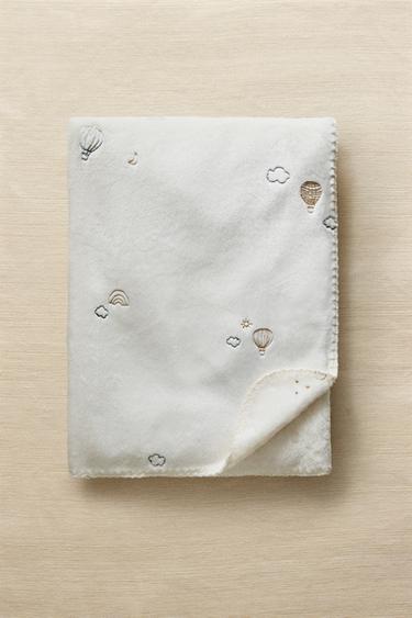 COUVERTURE POLAIRE BÉBÉ BRODÉE BALLONS - Crème de Zara