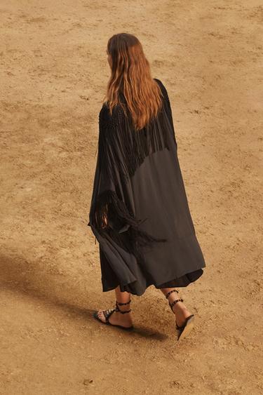 LIMITED EDITION FRINGED KIMONO - Stone by Zara - Image 4