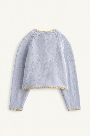 CROSS-STITCH EMBROIDERED FLOWER KNIT CARDIGAN LIMITED EDITION - Sky blue by Zara - Image 5