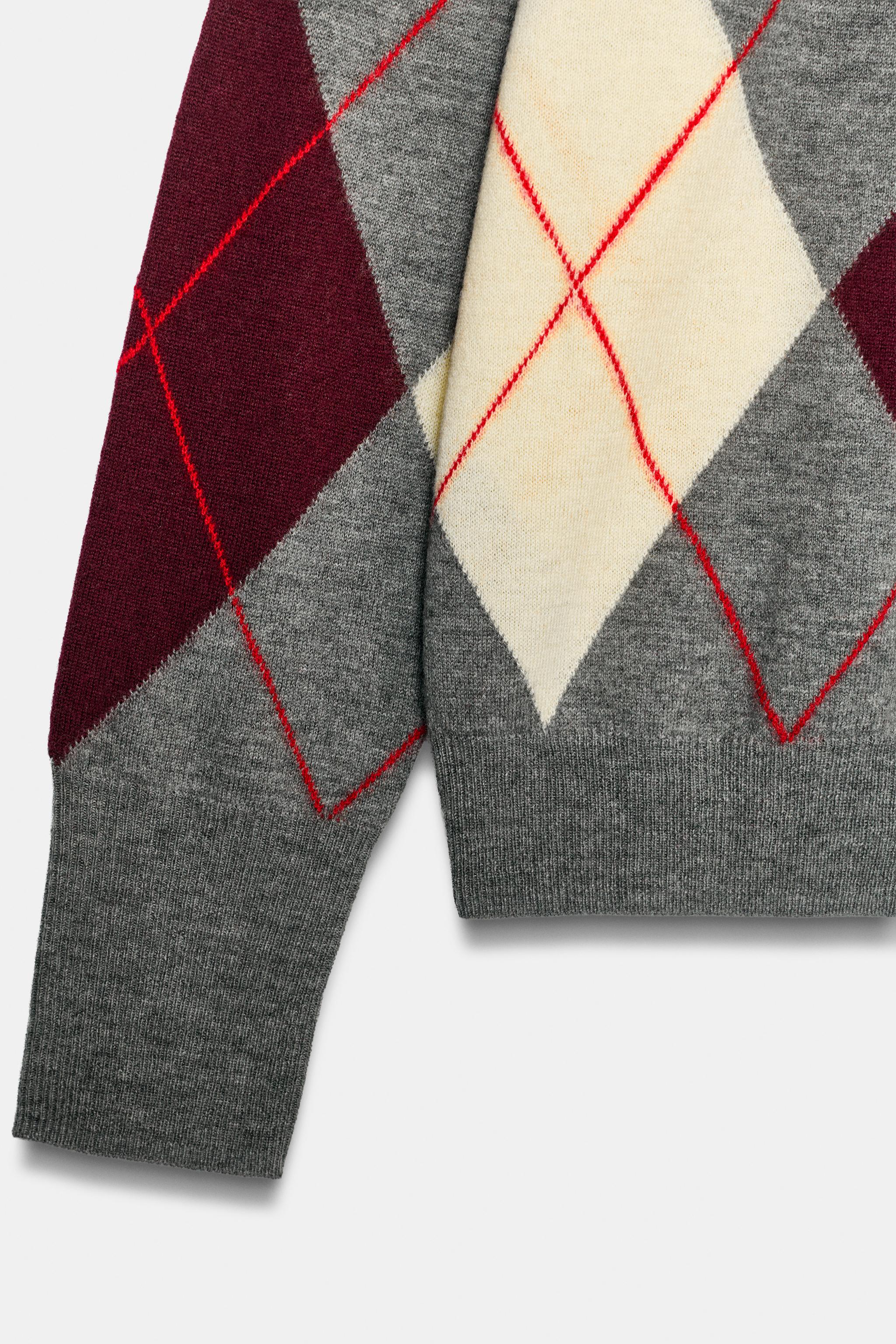 EXTRA-SOFT 100% WOOL ARGYLE JUMPER