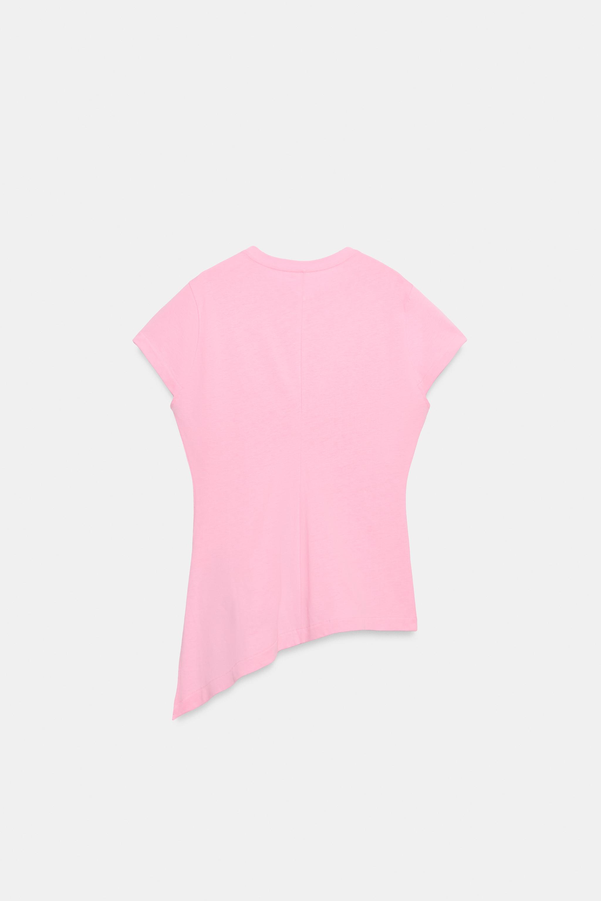 Zara PİLİLİ ASİMETRİK T-SHIRT görsel 6