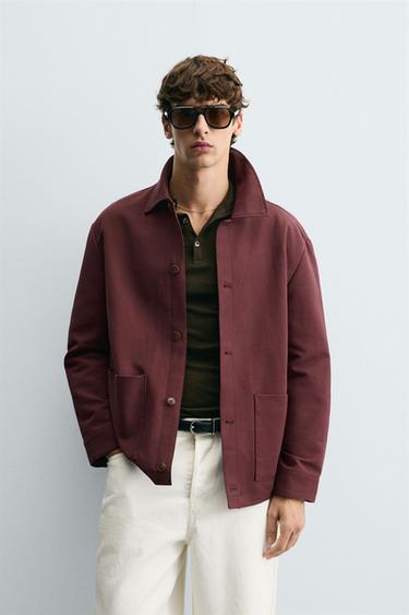 RELAXED FIT OVERSHIRT WITH POCKETS - Burgundy by Zara