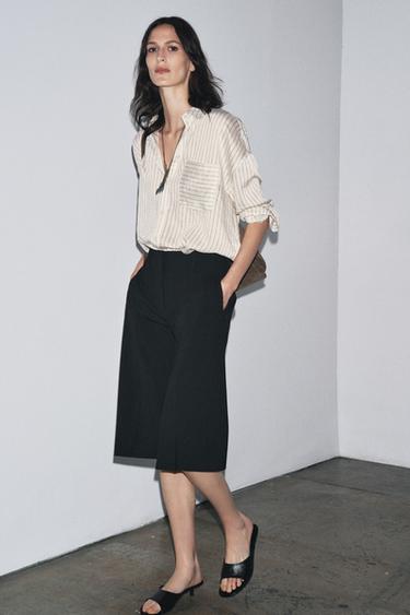 Zara ZW COLLECTION LONG BERMUDA SHORTS - Black