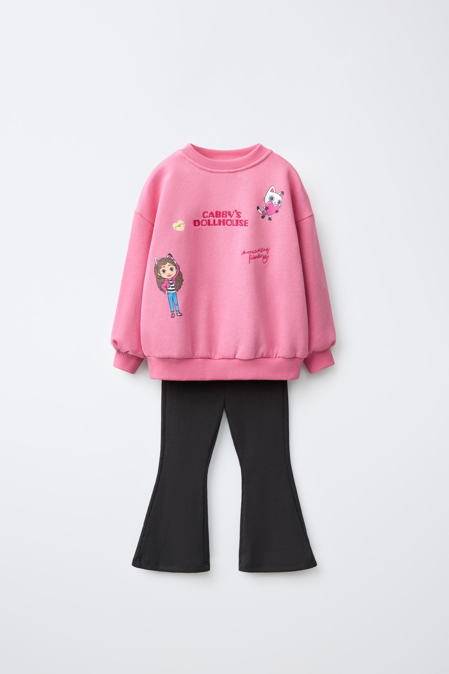 Детские комплекты Zara GABBY’S Dollhouse © Dreamworks Animation LLC. Sweatshirt and Flare Leggings Set, цвет: Розовый — фото 1