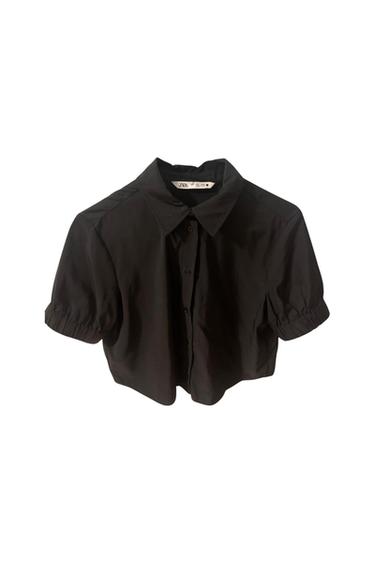 BLACK NYLON EFFECT TOP