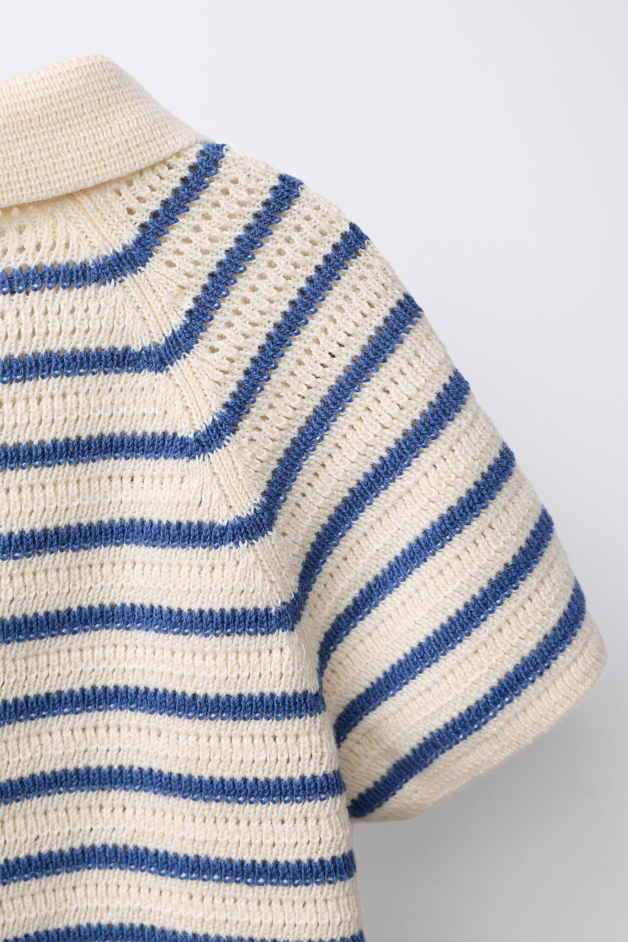 STRIPED KNIT POLO SHIRT