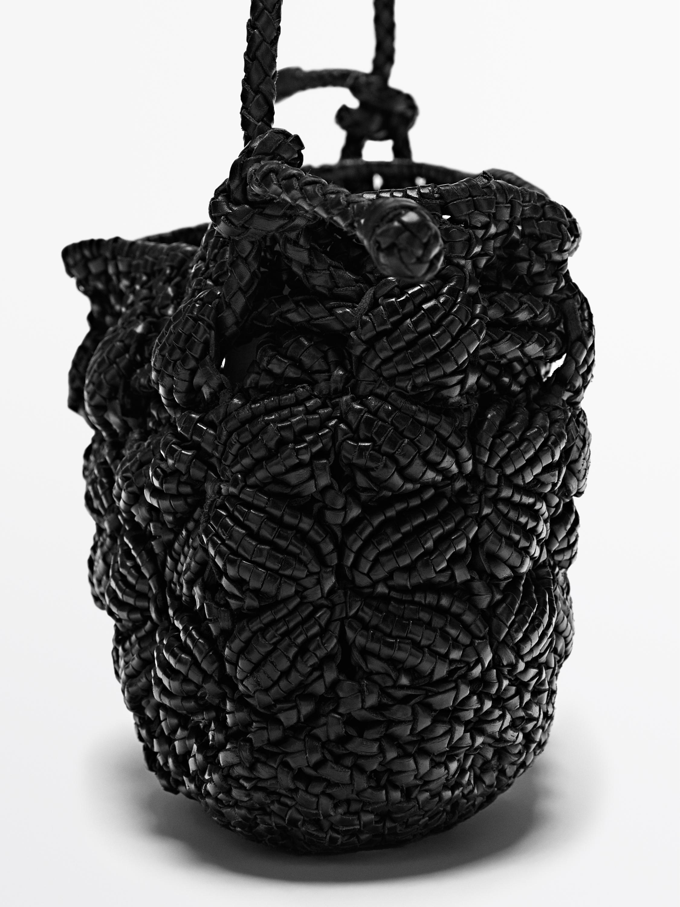 Nappa leather macramé pouch bag