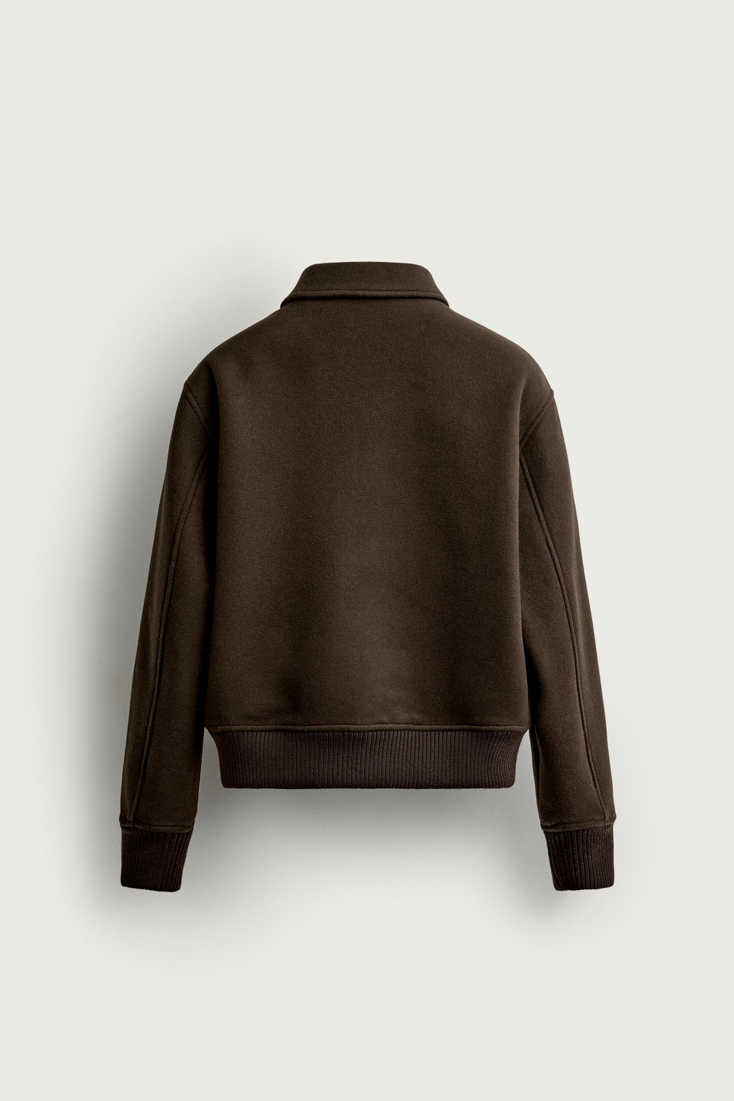 Мужская куртка Zara Wool Blend Regular Fit, цвет: Чёрный / Коричневый — фото 8