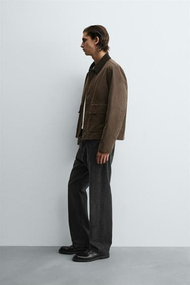 CONTRAST WAXED-EFFECT JACKET - Brown by Zara - Image 3