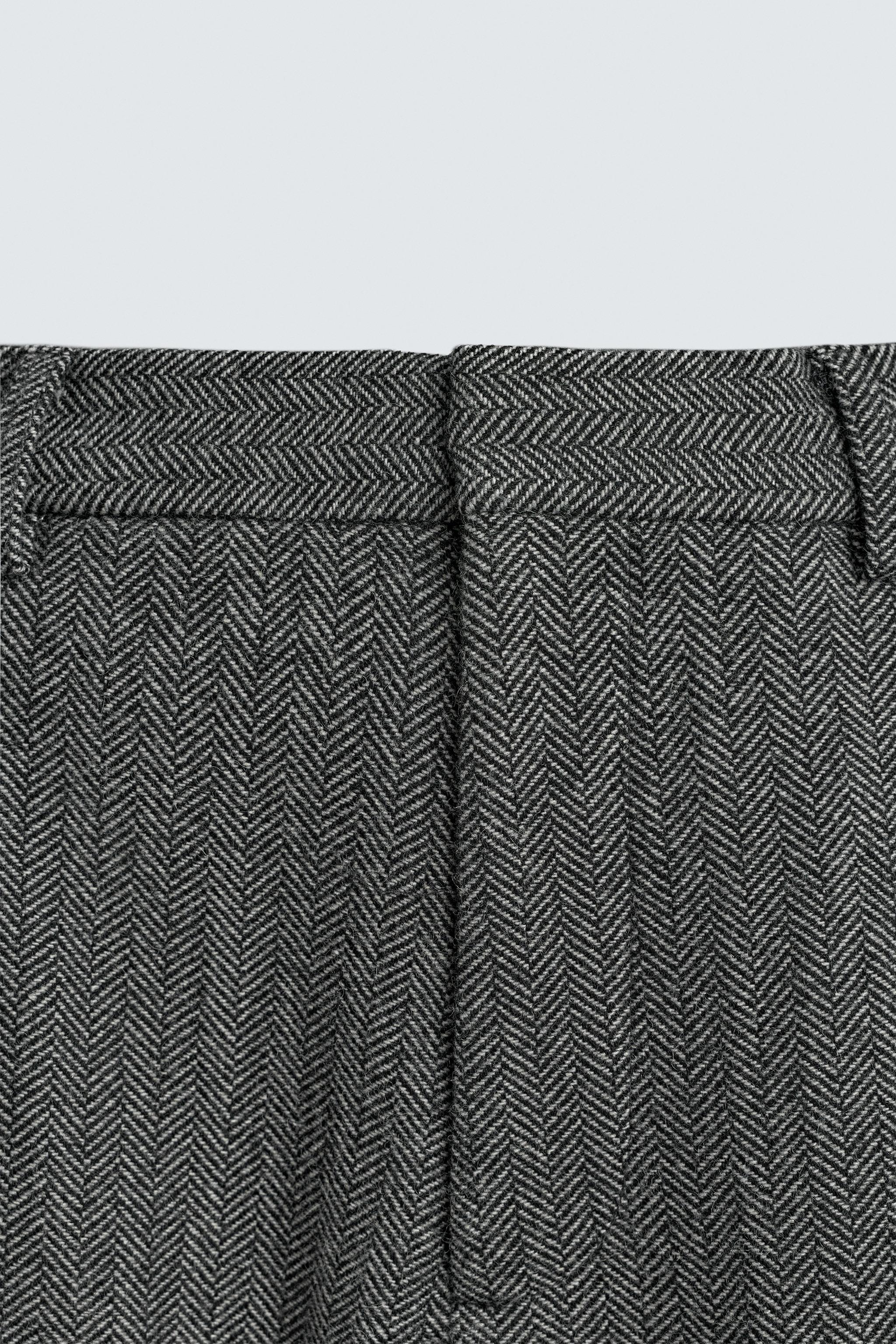 HERRINGBONE WOOL BLEND SUIT PANTS