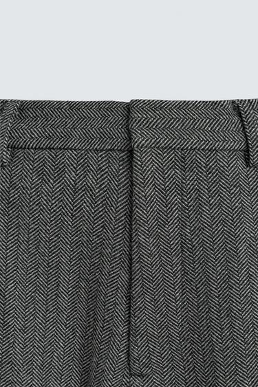 PANTALON DE COSTUME STRUCTURÉ À CHEVRONS AVEC LAINE - Gris de Zara - Image 7