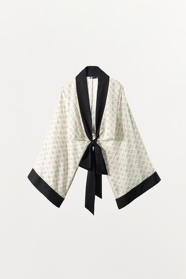 VESTE COURTE IMPRIMÉE - Écru de Zara - Image 3