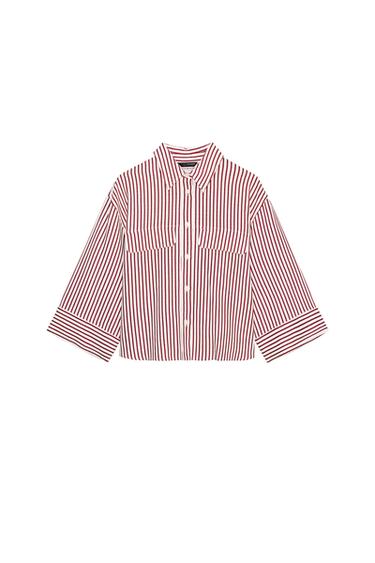 Zara STRIPED LINEN SHIRT - striped