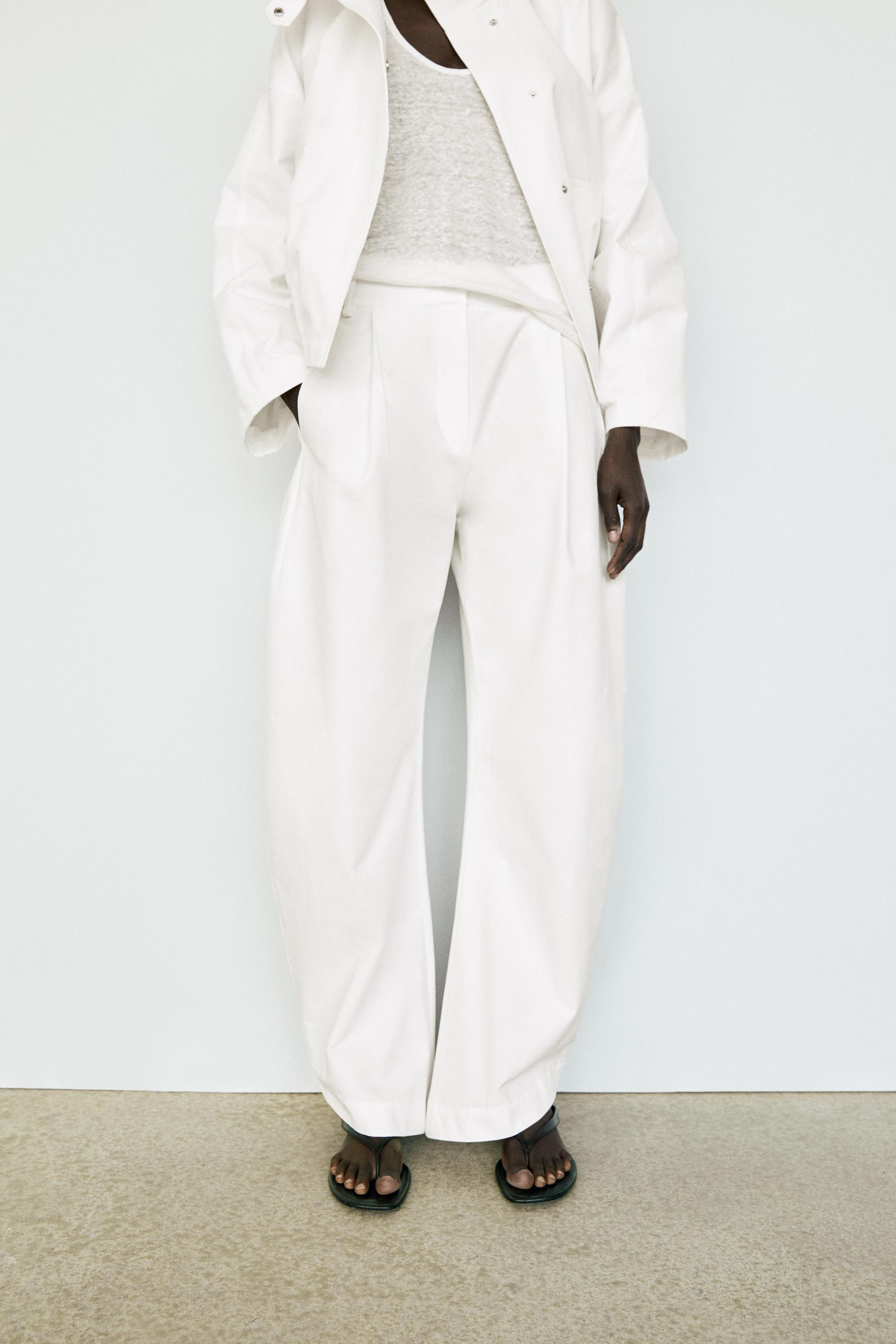 Flowing barrel fit pants — White