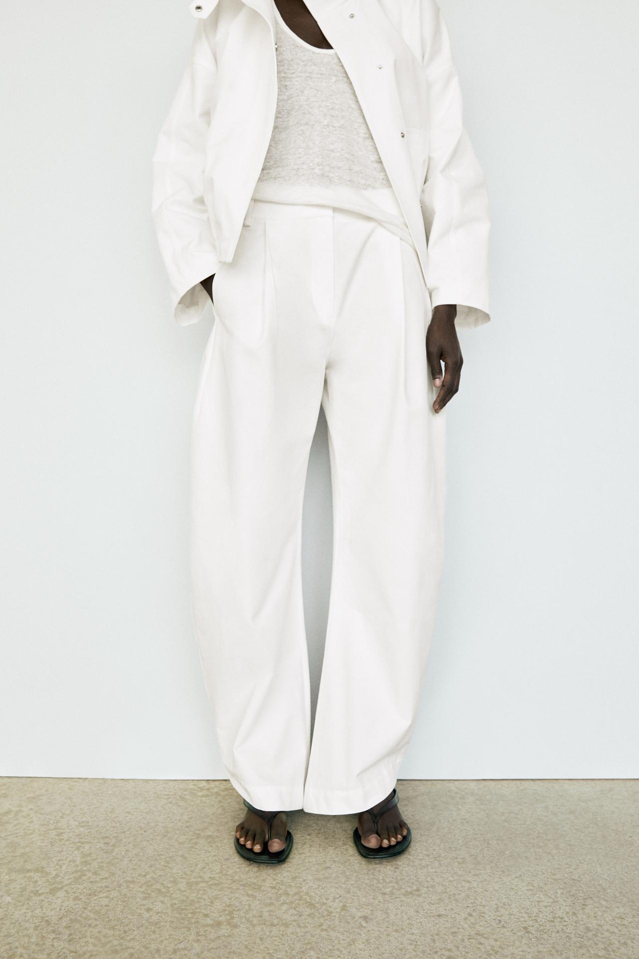 Flowing barrel fit pants — White