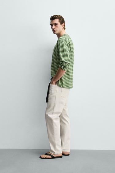 PANTALON STRAIGHT FIT TAILLE BASSE - Blanc cassé de Zara - Image 3