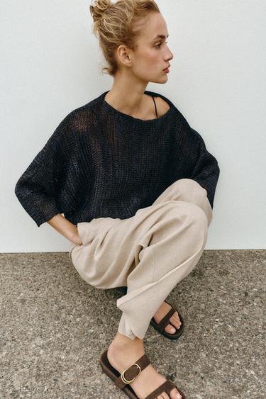 FLAT SPLIT SUEDE SANDALS - Taupe Grey by Zara - Image 2