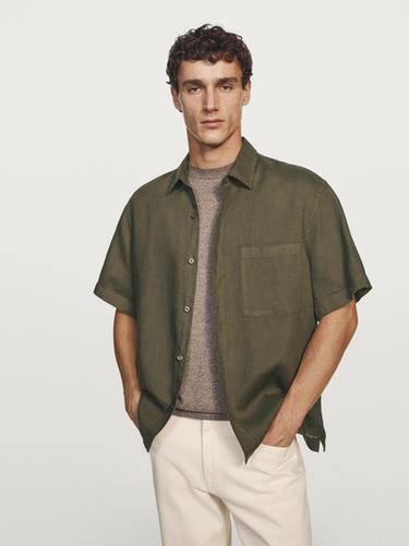 Chemise regular fit à manches courtes - Vert de Zara