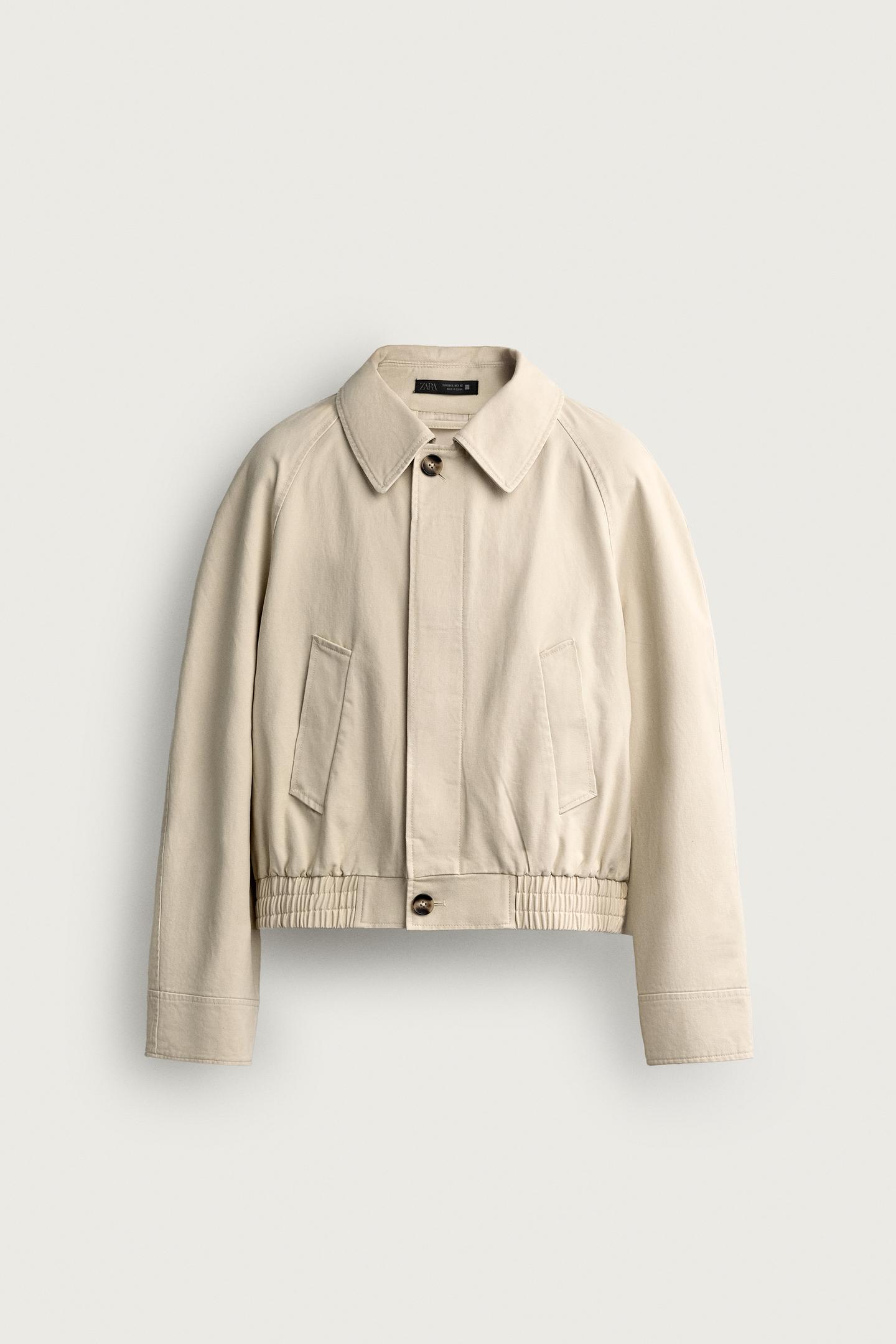 Мужская рубашка Zara Cropped Cotton Overshirt, цвет: Бежевый — фото 7