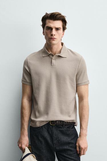 KEMEJA POLO REGULAR FIT BERGARIS - sawo matang dari Zara