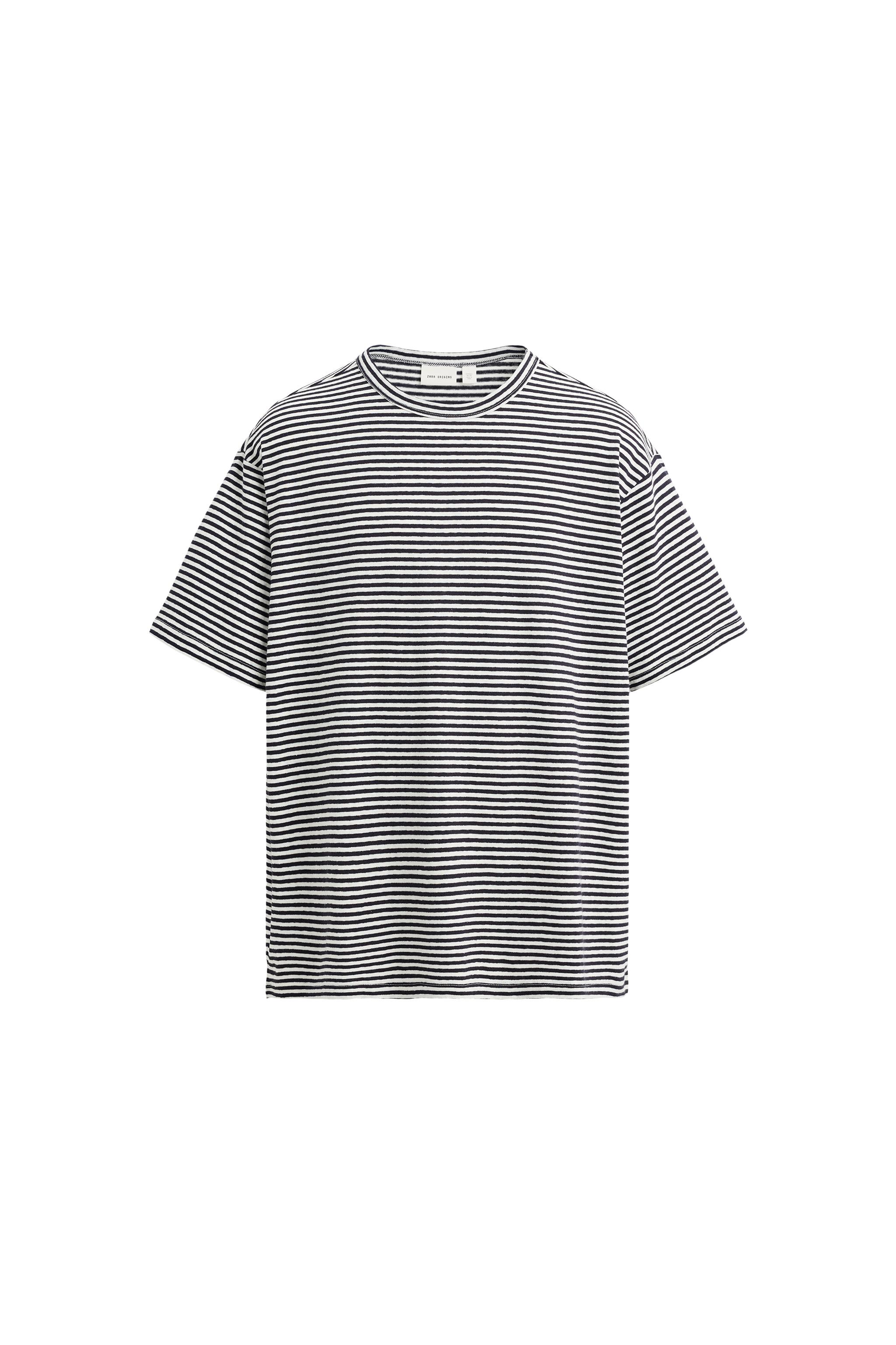 COTTON - LINEN STRIPED T-SHIRT - Stripes | ZARA South Africa
