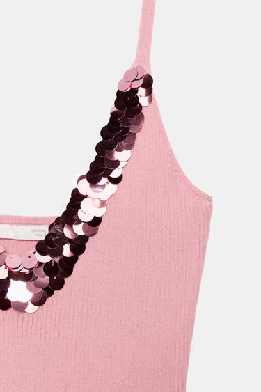 TOP À BRETELLES PAILLETTES - Rose de Zara - Image 6