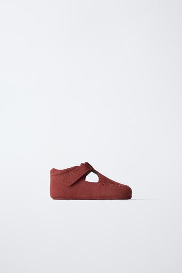 LEATHER T-BAR SHOES - Pink by Zara