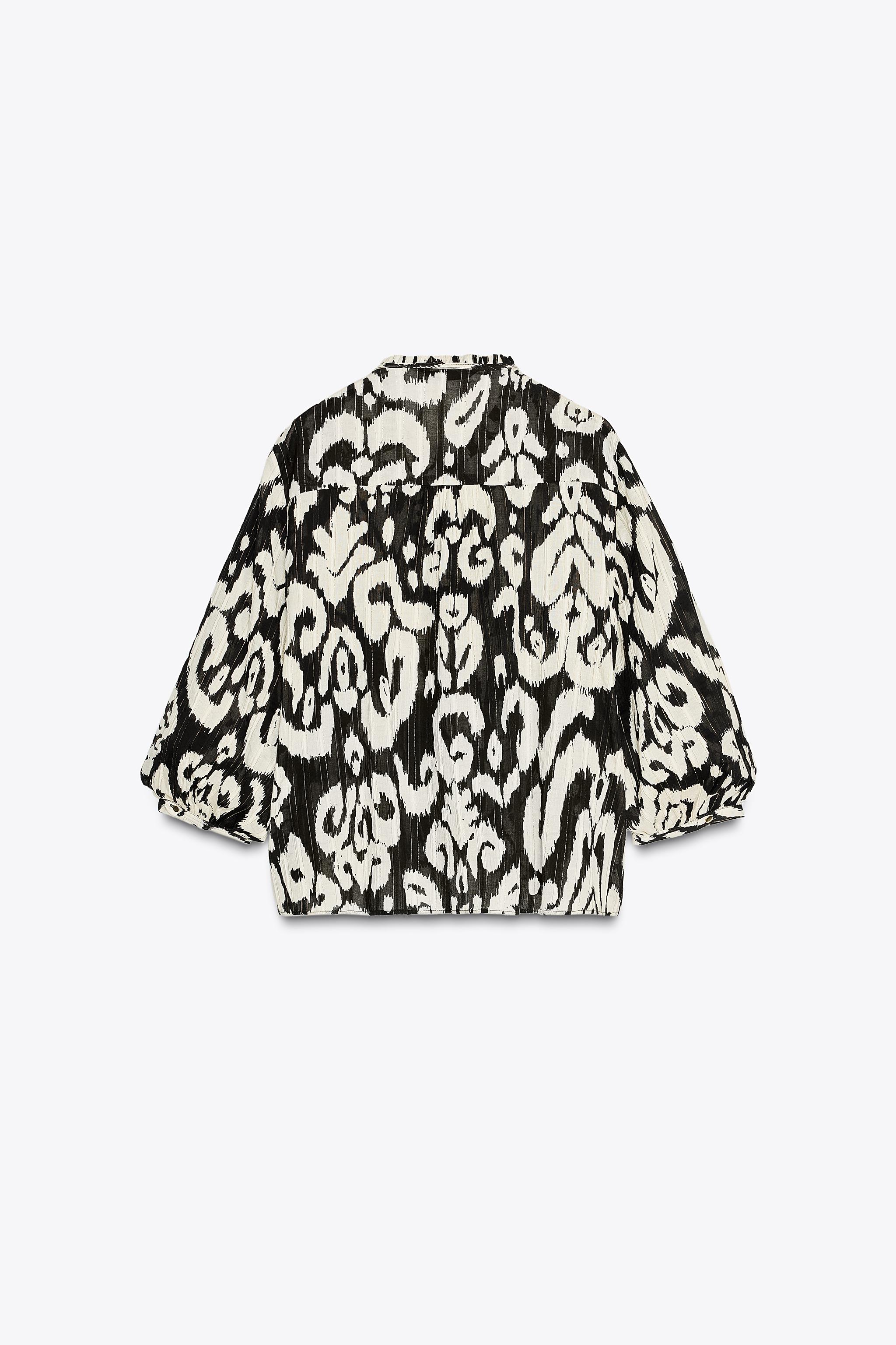 METALLIC THREAD PRINTED SHIRT - Black / White | ZARA United