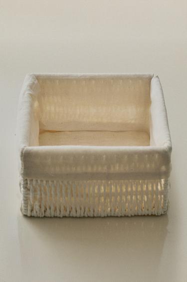 SQUARE BASKET WITH COTTON LINING - White by Zara