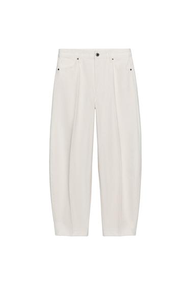 JEANS ZW COLLECTION BARREL TIRO ALTO - Blanco de Zara