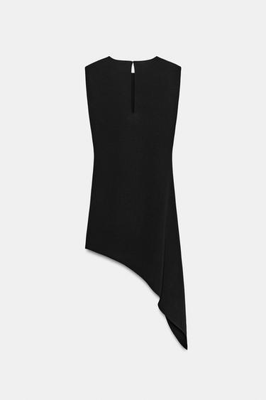ROBE COURTE ASYMÉTRIQUE À ÉPAULETTES - Noir de Zara - Image 7