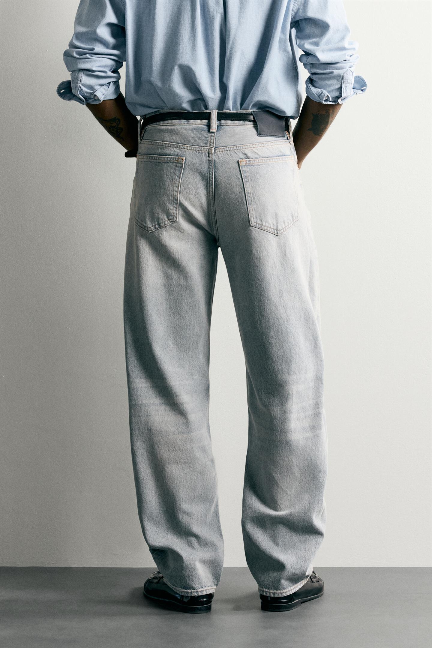 Мужские джинсы Zara Straight Fit, цвет: Синий / Стальной — фото 3