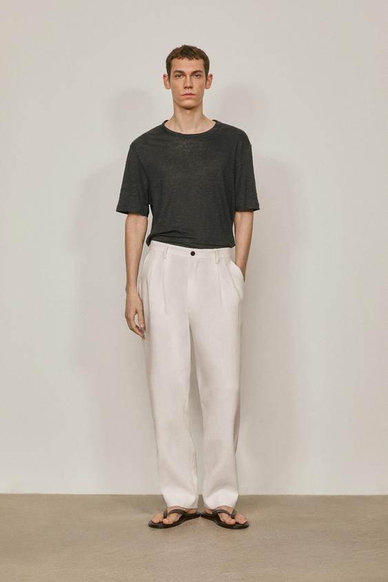 Linen trousers with double dart details - LIMITED EDITION from Zara - $220
