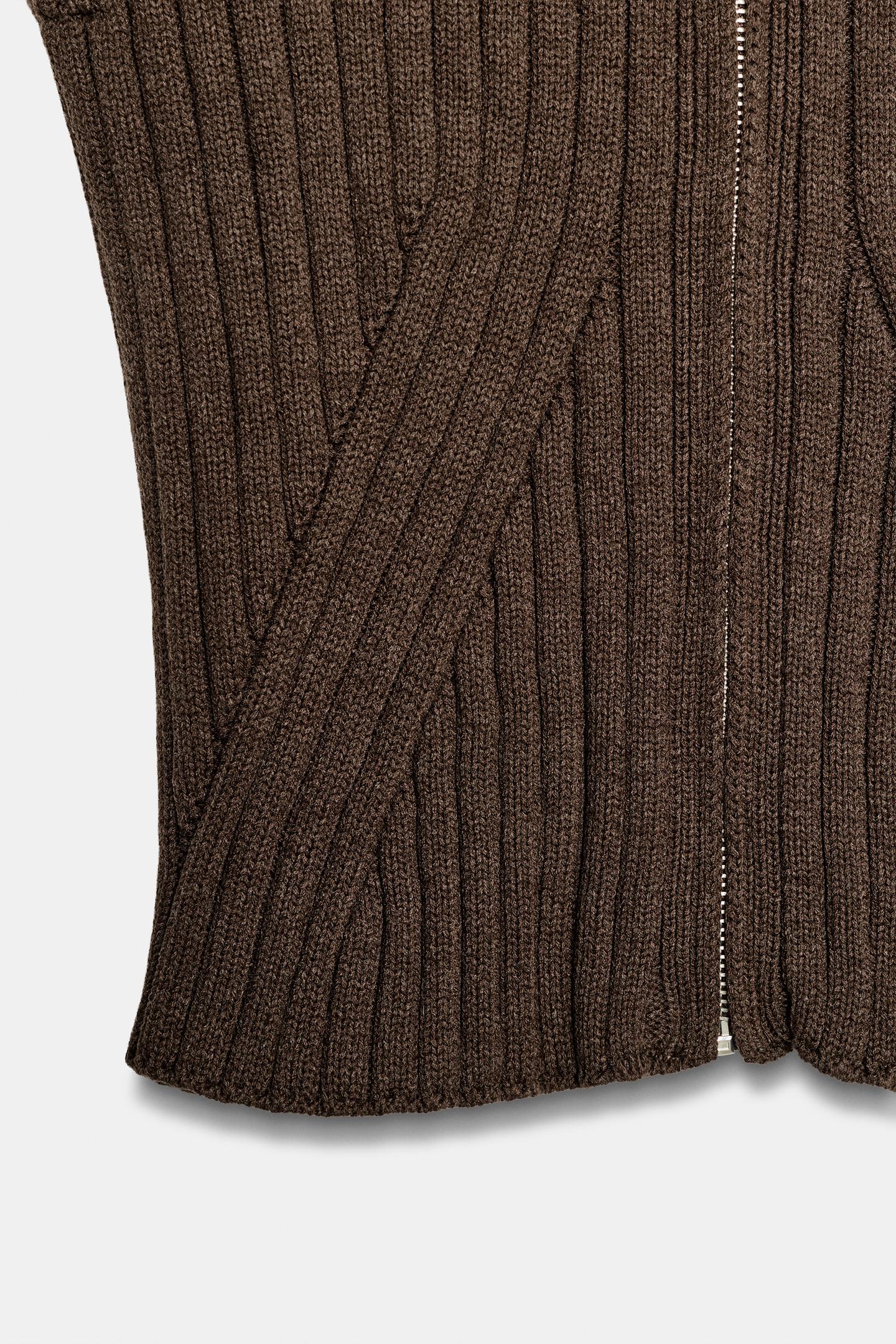 Женский жилет Zara Rib Knit Vest, цвет: Коричневый — фото 9