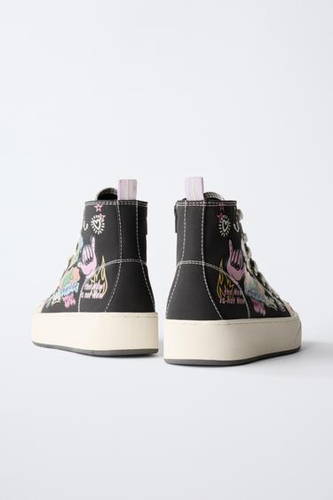 GRAFFITI HIGH-TOP SNEAKERS - Black by Zara - Image 5