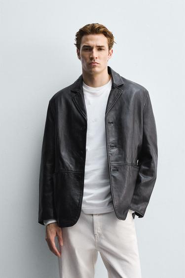 КОЖАНЫЙ БЛЕЙЗЕР — ЧЕРНЫЙ от Zara