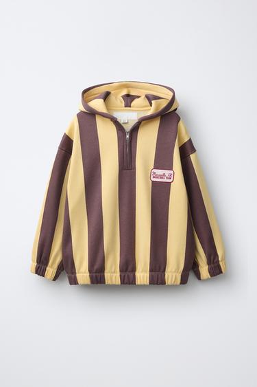 SWEATSHIRT MET CAPUCHON EN STREPENPRINT - Geel van Zara