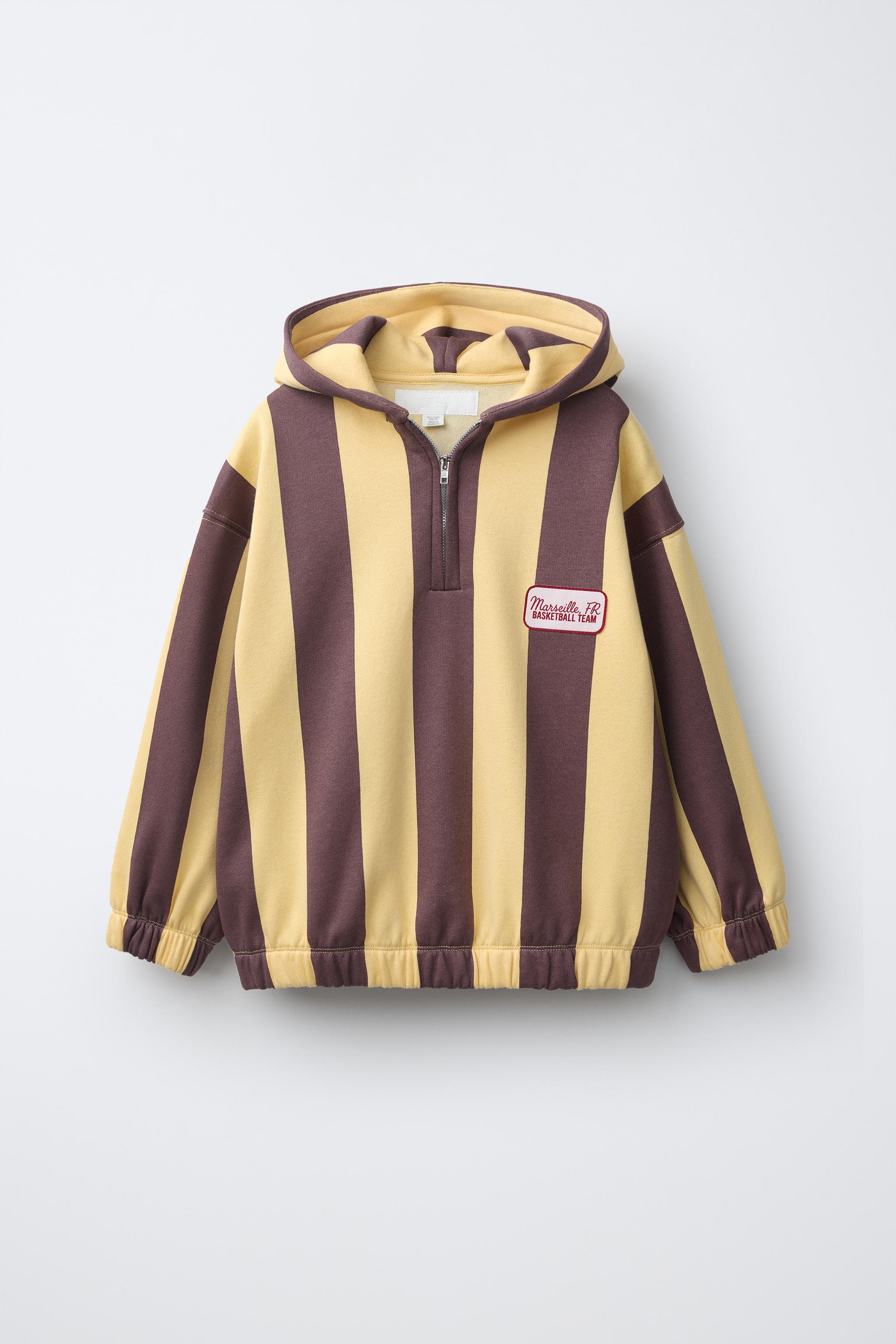 STRIPED PRINT HOODIE