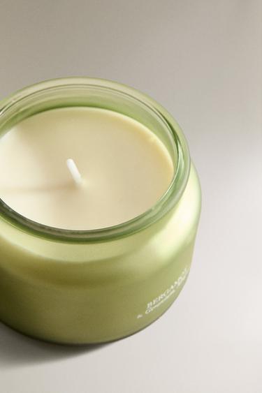 (240 G) BERGAMOT & GERANIUM, MUGUET SCENTED CANDLE - Green / Grass by Zara - Image 2