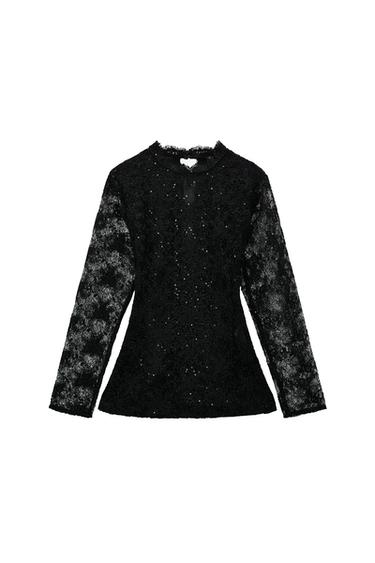 BLUSA ENCAJE LENTEJUELAS