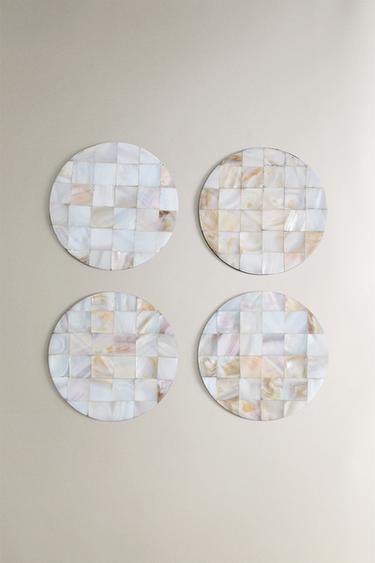 PACK OF MOTHER-OF-PEARL COASTERS (PACK OF 4) - Light beige by Zara