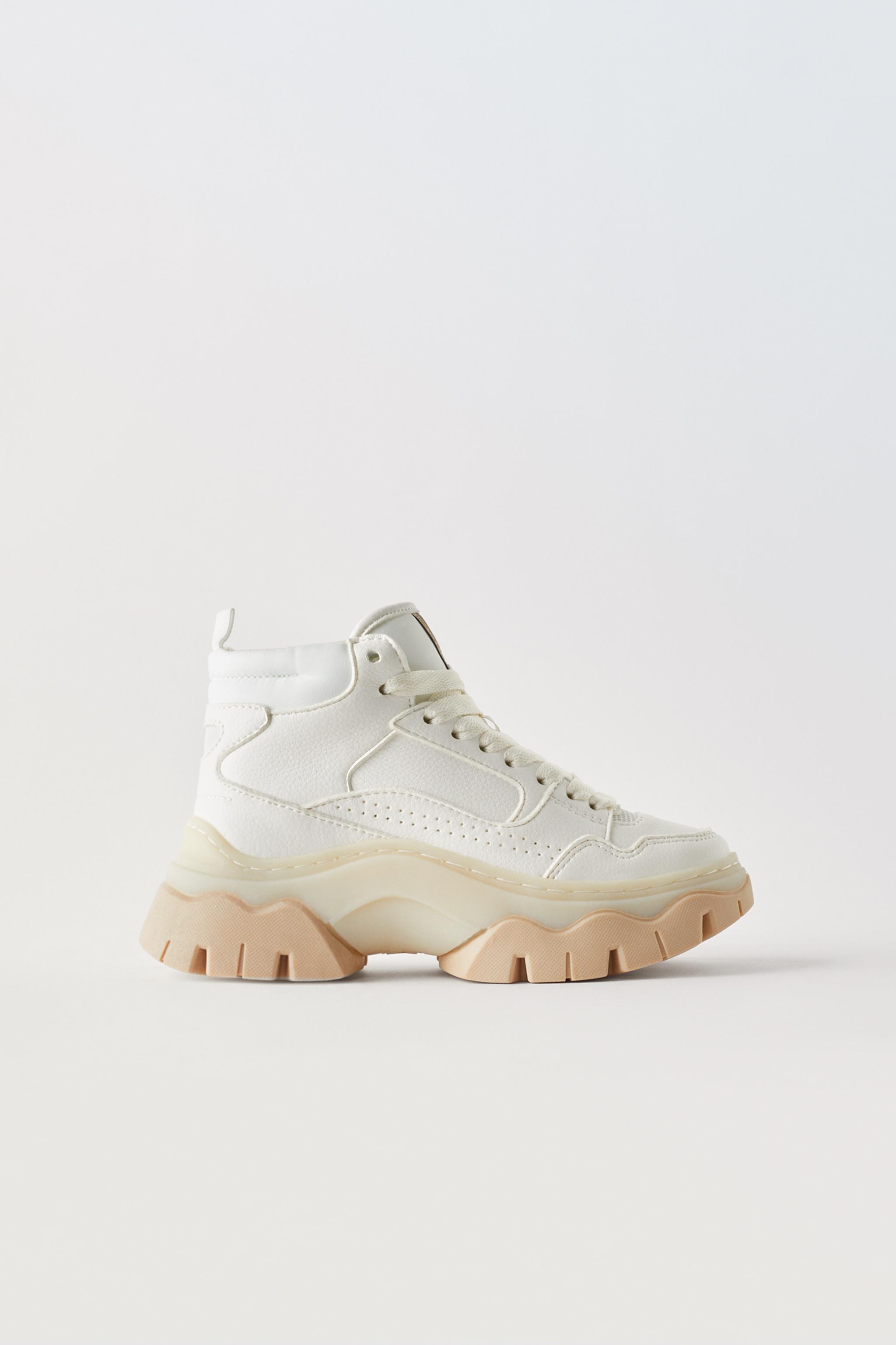 Zara white high hot sale top sneakers