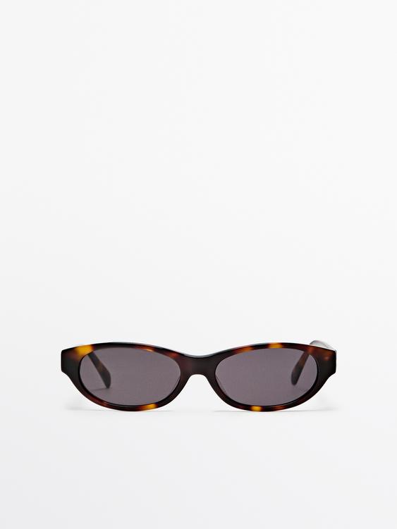 Narrow tortoiseshell-effect sunglasses