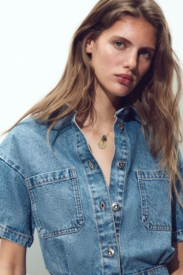 COMBINAISON COURTE EN DENIM Z1975 À MANCHES COURTES - Bleu moyen de Zara - Image 2