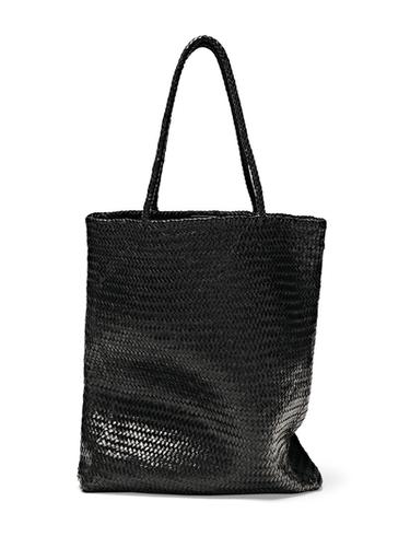 Zara Large woven nappa leather tote bag - Black