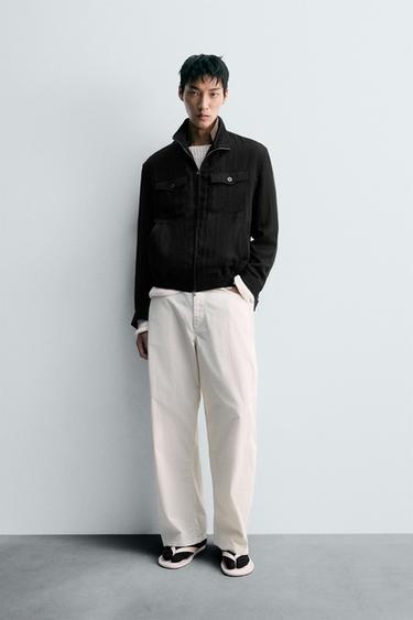 ÁO KHOÁC RELAXED FIT VẢI RŨ - Màu đen từ Zara