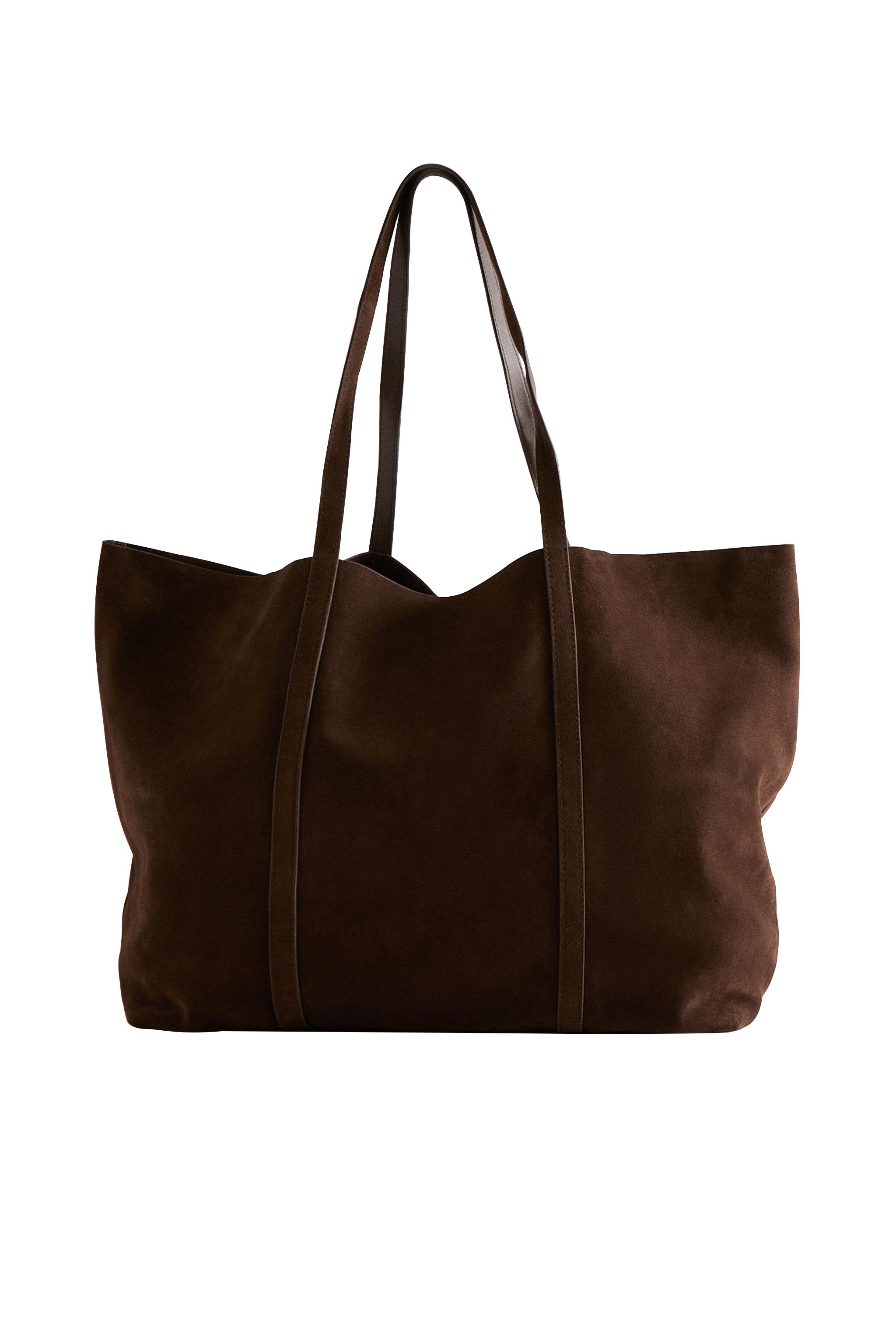 ZARA 完売XL本革スエードレザートートバッグ 新品未使用タグ付 スエードレザー トートバッグ - チョコレートブラウン | ZARA Japan / 日本