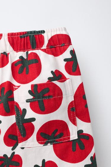 TOMATO PRINT TWILL BERMUDA SHORTS - Red by Zara - Image 3